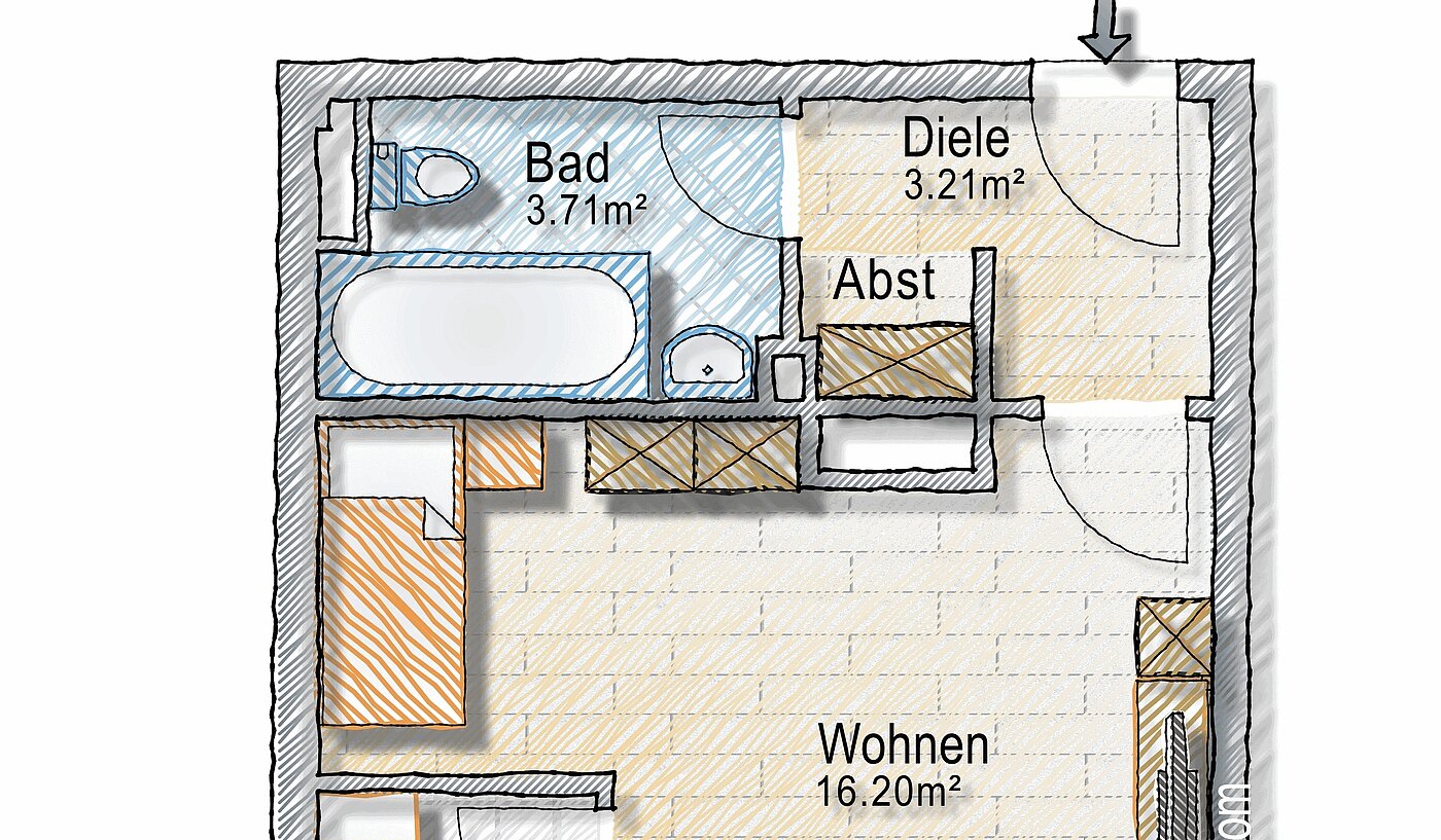 Apartment с 1 комнатная | München-Haidhausen | 70242 | - nicht maßstabsgetreu -