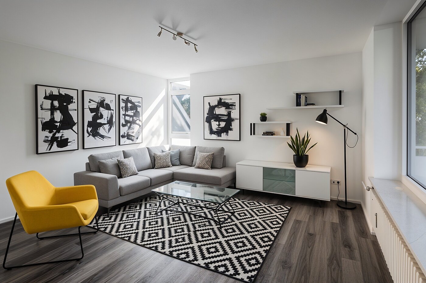 Высокий первый этаж с 1 комнатная | München-Obermenzing | 70282 | KI-generiertes Möblierungsbeispiel