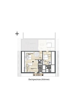 Grundriss Dachgeschoss Wohnen - nicht maßstabsgetreu
