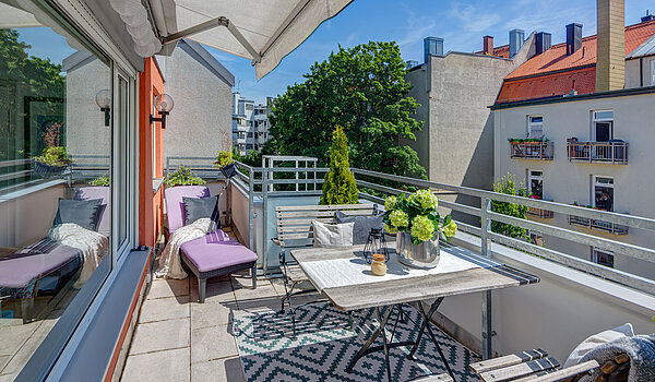 Квартира в многоэтажно доме с 1 комнатная | München-Schwabing | 70449 | Südterrasse mit Markise