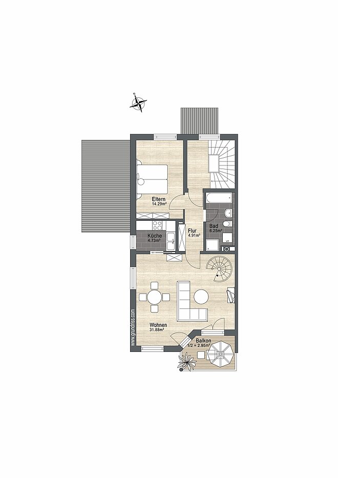 Дуплекс с 3.5 комнатами | München-Trudering | 70238 | Nicht maßstabsgetreu