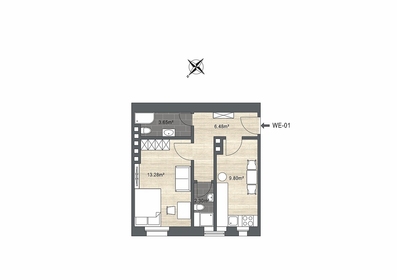 Квартира в многоэтажно доме с 1.5 комнатами | München-Neuhausen | 70473 | - nicht maßstabsgetreu -