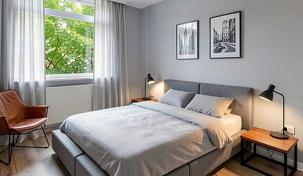 Квартира в многоэтажно доме с 4 комнатами | München-Aubing | 70276 | KI-generiertes Möblierungsbeispiel