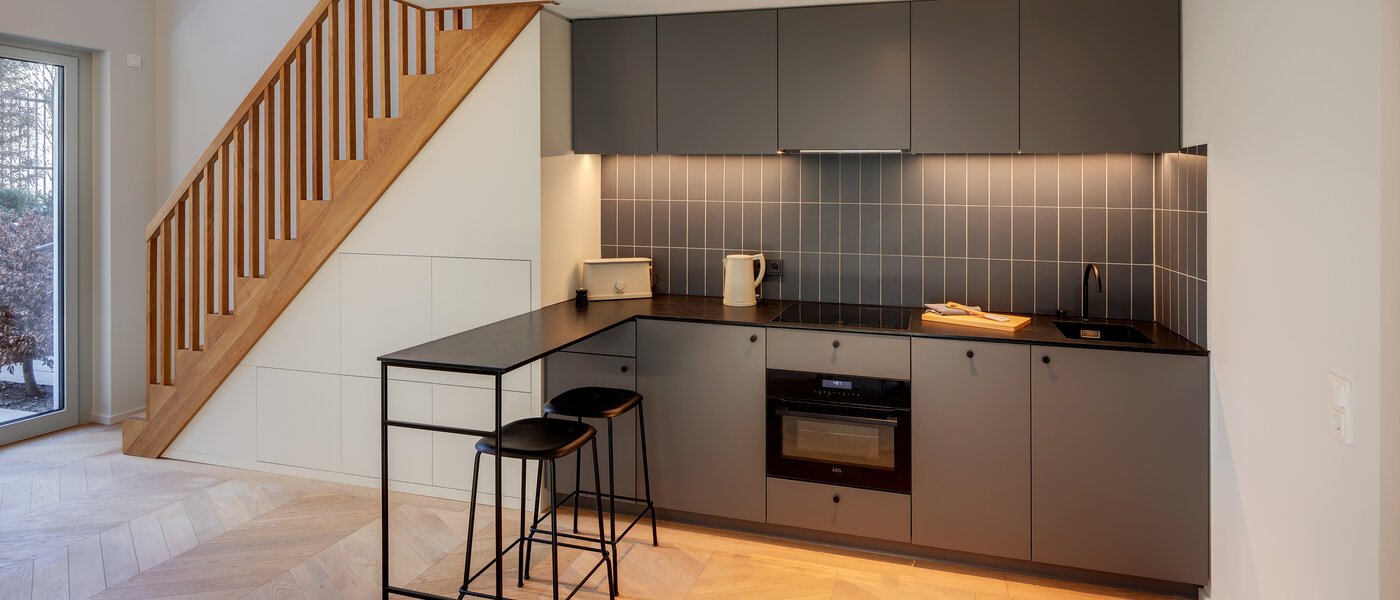 двухэтажная квартира-галерея München Herzogpark 01 кухня 12522