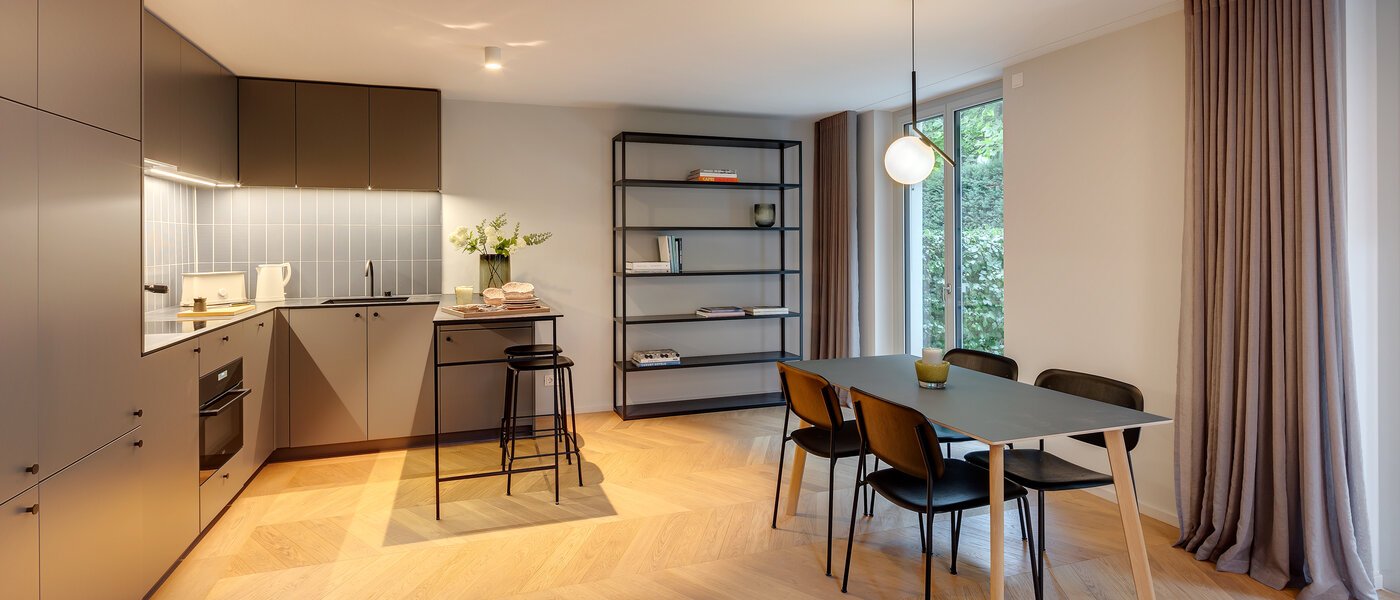 двухэтажная квартира-галерея München Herzogpark 03 кухня 12616
