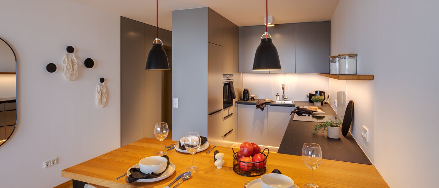 квартира München Olympiadorf 01 кухня 13379