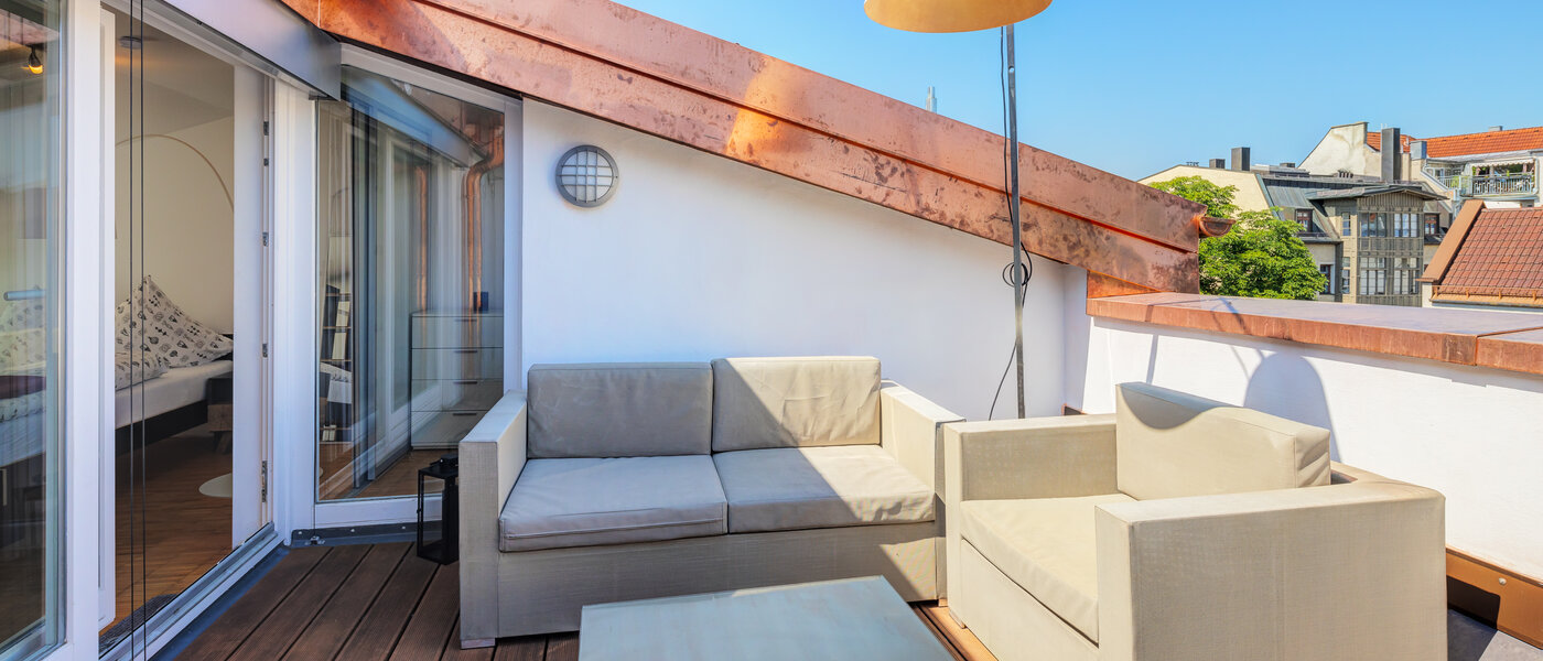 двухэтажная квартира München Lehel 01 терраса с крышей 14018