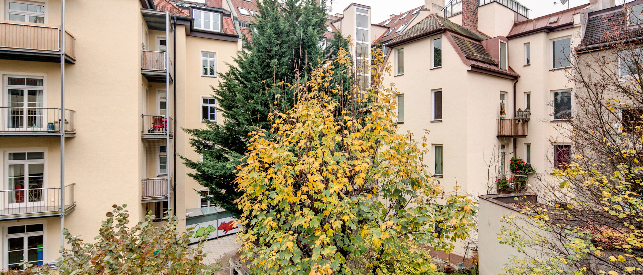 квартира München Schwabing (rechts der Leopoldstraße) 01 вид из окна 1976