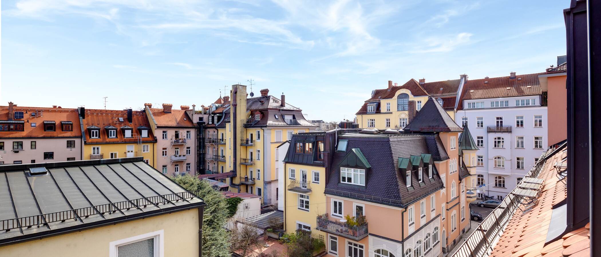 мансардная квартира München Schwabing 01 вид из окна 5576