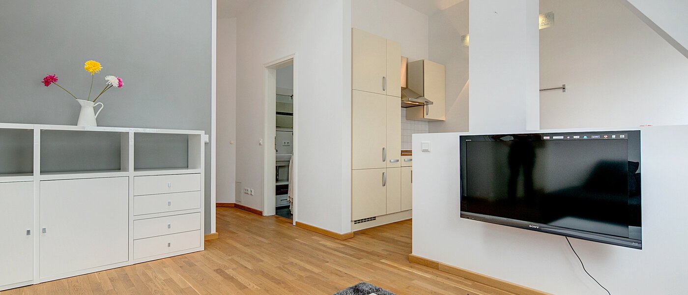 мансардная квартира München Neuhausen 03 гостиная 7084