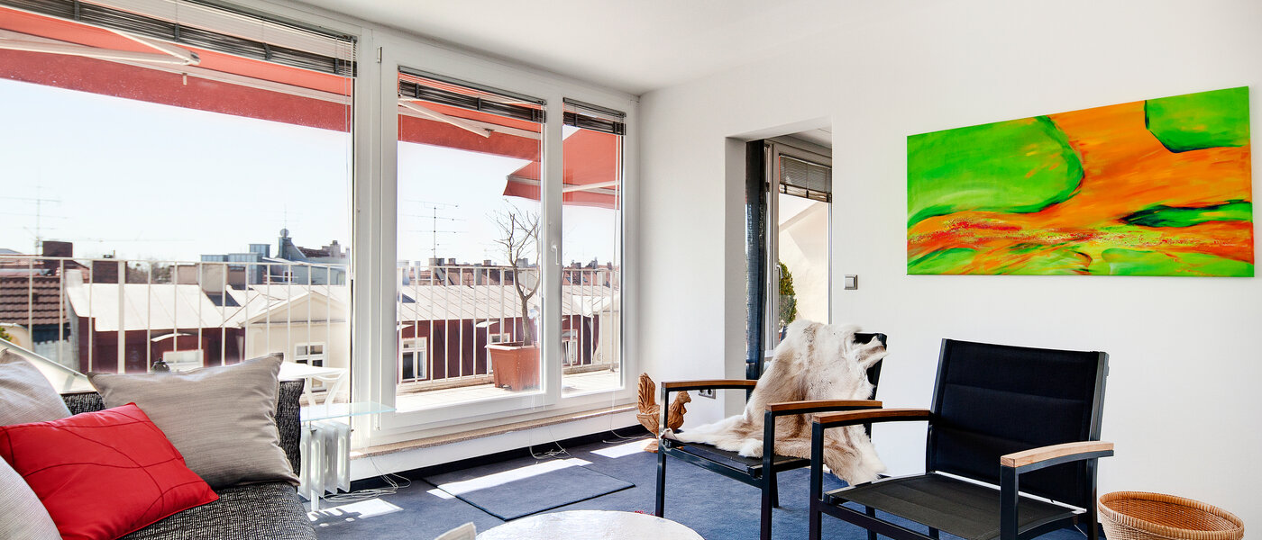 мансардная квартира München Schwabing-West (rund um den Hohenzollernplatz) 04 гостиная 7704