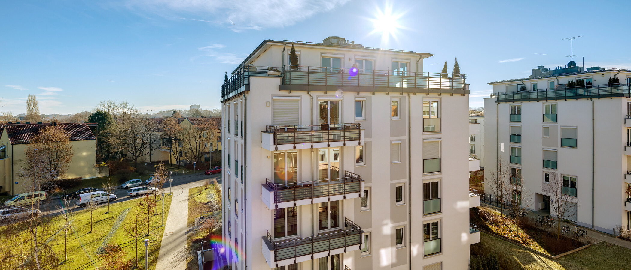 мансардная квартира München Bogenhausen 01 вид из окна 8467