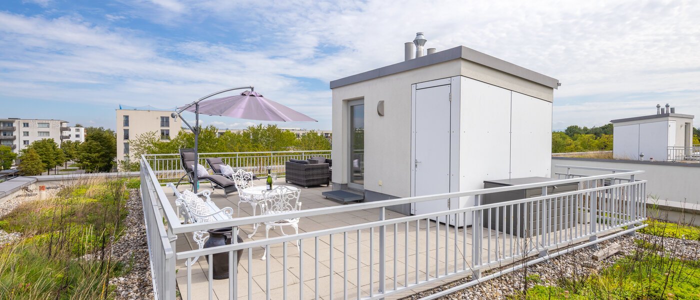 квартира München Messestadt Riem 02 терраса с крышей 9917